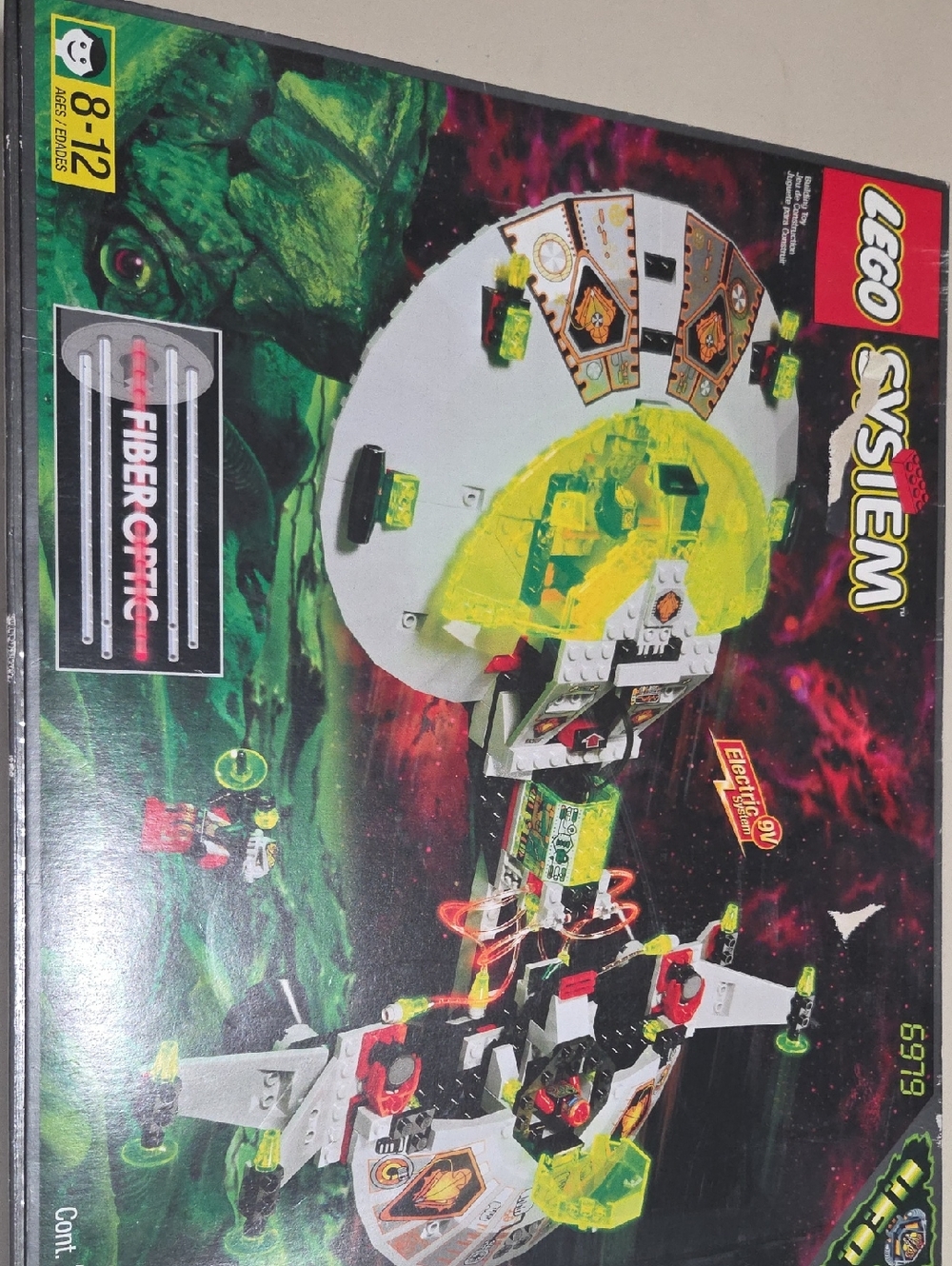 Lego SYSTEM Spacecraft with White, Neon Green, Black and Red Accents